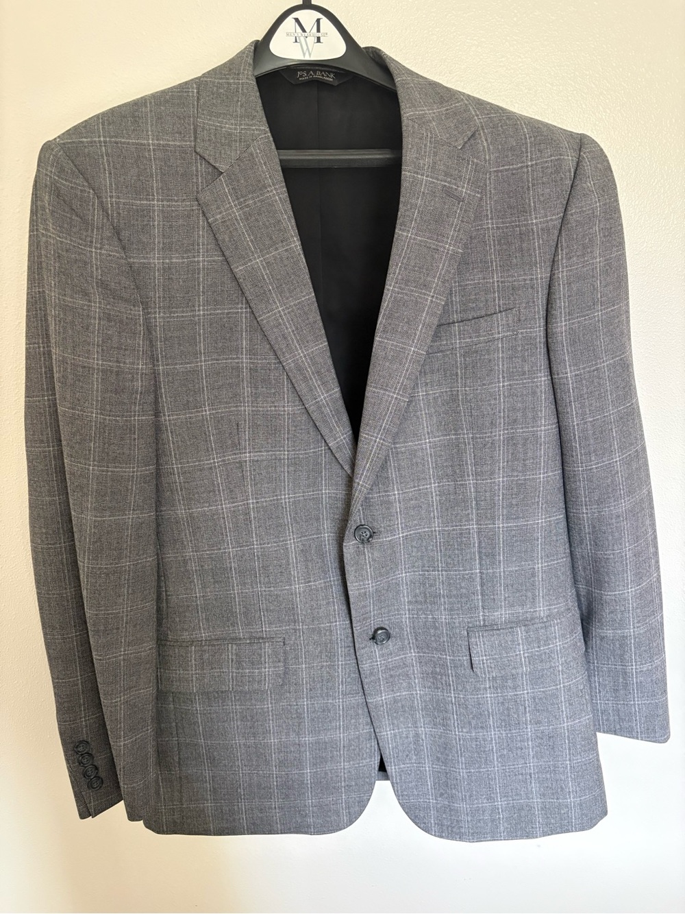 Jos. A. Bank Gray Windowpane Check Sport Coat